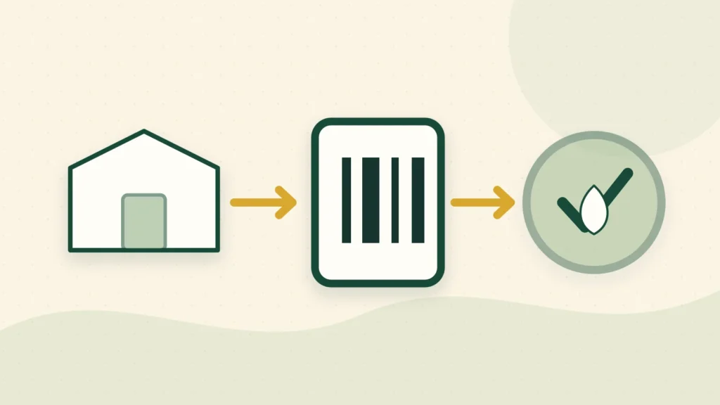 Illustration éditoriale — De la ferme au client : construire la traçabilité des œufs